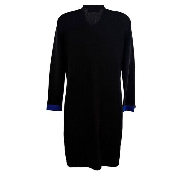St.John Marie Gray Santana Knit Dress Colorblock Blue Black Button Down Size 2 * - Picture 13 of 16
